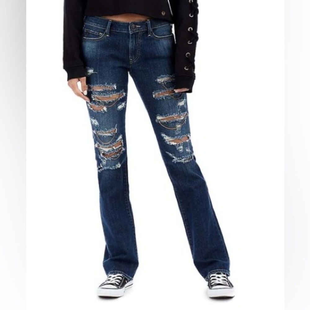 True Religion Chain of Fools Billie Destroyed Straight-Leg Jeans NEW size 25